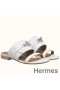 Hermes Avenue Sandals In White Calfskin