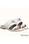 Hermes Avenue Sandals In White Calfskin