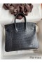 Hermes Birkin 25 Bag In Black Matte Alligator Crocodile Skin
