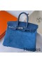 Hermes Birkin 25 Grizzly Bag in Blue Veau Doblis and Swift Leather