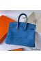 Hermes Birkin 25 Grizzly Bag in Blue Veau Doblis and Swift Leather