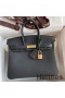 Hermes Birkin 25 Handmade Bag In Black Clemence Leather