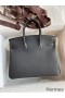 Hermes Birkin 25 Handmade Bag In Black Clemence Leather