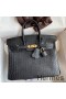 Hermes Birkin 25 Handmade Bag In Black Crocodile Niloticus Matte Skin
