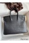 Hermes Birkin 25 Handmade Bag In Black Crocodile Niloticus Matte Skin