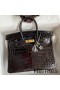 Hermes Birkin 25 Handmade Bag In Black Crocodile Niloticus Shiny Skin