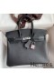 Hermes Birkin 25 Handmade Bag In Black Epsom Calfskin