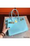 Hermes Birkin 25 Handmade Bag In Blue Atoll Epsom Calfskin