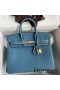 Hermes Birkin 25 Handmade Bag In Blue Jean Clemence Leather