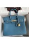 Hermes Birkin 25 Handmade Bag In Blue Jean Clemence Leather