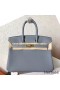 Hermes Birkin 25 Handmade Bag In Blue Lin Clemence Leather