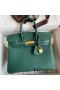 Hermes Birkin 25 Handmade Bag In Malachite Clemence Leather