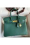 Hermes Birkin 25 Handmade Bag In Malachite Clemence Leather