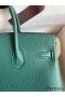 Hermes Birkin 25 Handmade Bag In Malachite Clemence Leather