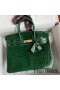Hermes Birkin 25 Handmade Bag In Malachite Crocodile Niloticus Shiny Skin