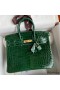 Hermes Birkin 25 Handmade Bag In Malachite Crocodile Niloticus Shiny Skin