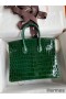 Hermes Birkin 25 Handmade Bag In Malachite Crocodile Niloticus Shiny Skin