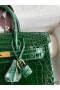 Hermes Birkin 25 Handmade Bag In Malachite Crocodile Niloticus Shiny Skin