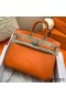 Hermes Birkin 25 Handmade Bag In Orange Ostrich Leather