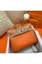 Hermes Birkin 25 Handmade Bag In Orange Ostrich Leather