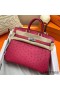 Hermes Birkin 25 Handmade Bag In Rose Red Ostrich Leather