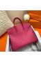 Hermes Birkin 25 Handmade Bag In Rose Red Ostrich Leather