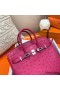 Hermes Birkin 25 Handmade Bag In Rose Red Ostrich Leather