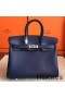 Hermes Birkin 25 Handmade Bag In Sapphire Epsom Calfskin