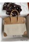 Hermes Birkin 25 Handmade Bag In Toile & Chai Epsom Leather
