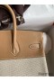 Hermes Birkin 25 Handmade Bag In Toile & Chai Epsom Leather