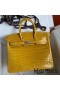 Hermes Birkin 25 Handmade Bag In Yellow Crocodile Niloticus Shiny Skin
