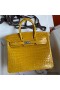Hermes Birkin 25 Handmade Bag In Yellow Crocodile Niloticus Shiny Skin