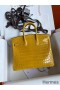 Hermes Birkin 25 Handmade Bag In Yellow Crocodile Niloticus Shiny Skin