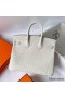 Hermes Birkin 25 Retourne Handmade Bag In Beton Ostrich Leather