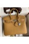 Hermes Birkin 25 Retourne Handmade Bag In Biscuit Clemence Leather
