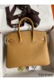 Hermes Birkin 25 Retourne Handmade Bag In Biscuit Clemence Leather