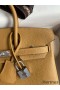 Hermes Birkin 25 Retourne Handmade Bag In Biscuit Clemence Leather