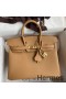 Hermes Birkin 25 Retourne Handmade Bag In Biscuit Epsom Calfskin