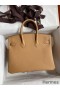 Hermes Birkin 25 Retourne Handmade Bag In Biscuit Epsom Calfskin