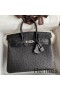 Hermes Birkin 25 Retourne Handmade Bag In Black Ostrich Leather