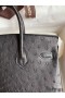 Hermes Birkin 25 Retourne Handmade Bag In Black Ostrich Leather