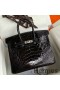 Hermes Birkin 25 Retourne Handmade Bag In Black Shiny Alligator Leather