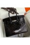 Hermes Birkin 25 Retourne Handmade Bag In Black Shiny Alligator Leather