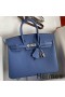 Hermes Birkin 25 Retourne Handmade Bag In Blue Agate Epsom Calfskin