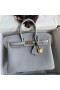 Hermes Birkin 25 Retourne Handmade Bag In Blue Glacier Clemence Leather