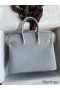 Hermes Birkin 25 Retourne Handmade Bag In Blue Glacier Clemence Leather