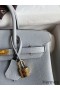 Hermes Birkin 25 Retourne Handmade Bag In Blue Glacier Clemence Leather