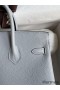 Hermes Birkin 25 Retourne Handmade Bag In Blue Glacier Clemence Leather