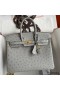 Hermes Birkin 25 Retourne Handmade Bag In Blue Glacier Ostrich Leather