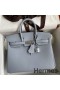 Hermes Birkin 25 Retourne Handmade Bag In Blue Lin Clemence Leather